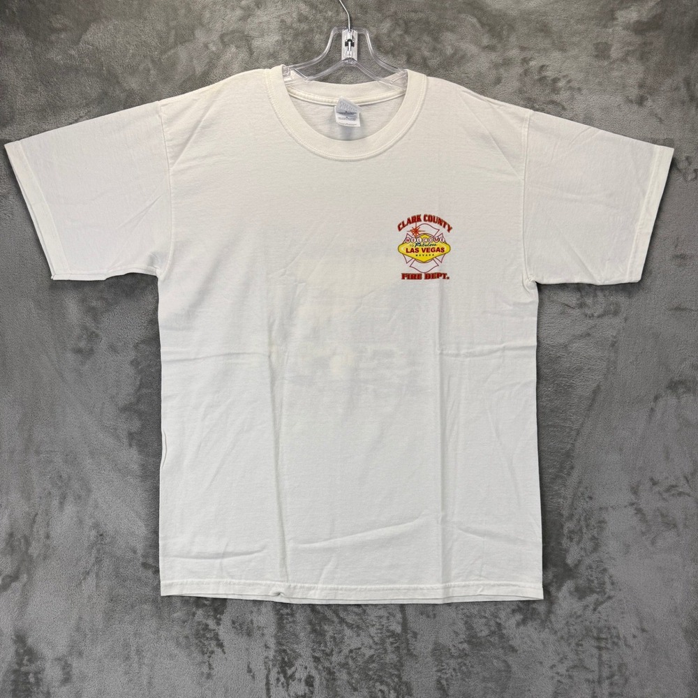 Gildan Clark County Fire Dept Las Vegas T-Shirt Mens Large White Graphic Tee